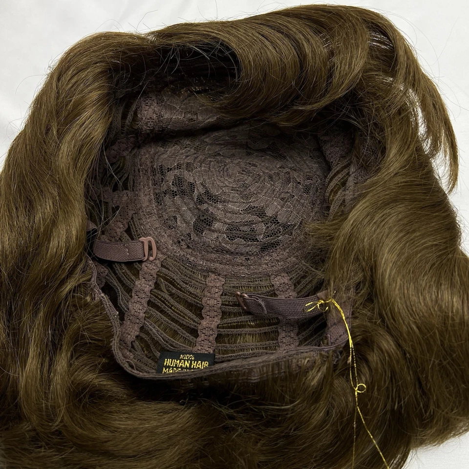 Peluca de cabello humano marrón Forever Young con flequillo sin encaje pelucas bob cortas sin pegamento Foto 3 de 4