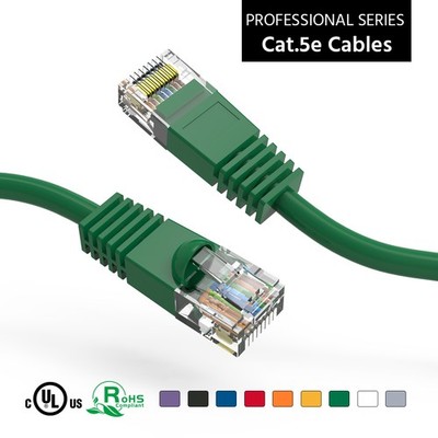 5 Pack of 9Ft CAT5E UTP Ethernet Network Booted Cable Green