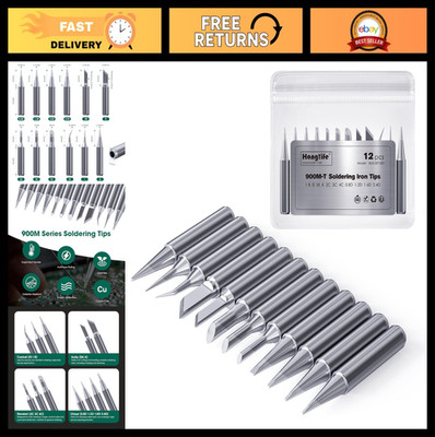 900M Soldering Iron Tips - Replacement for Hakko, Yihua, Atten, Quick & More (12