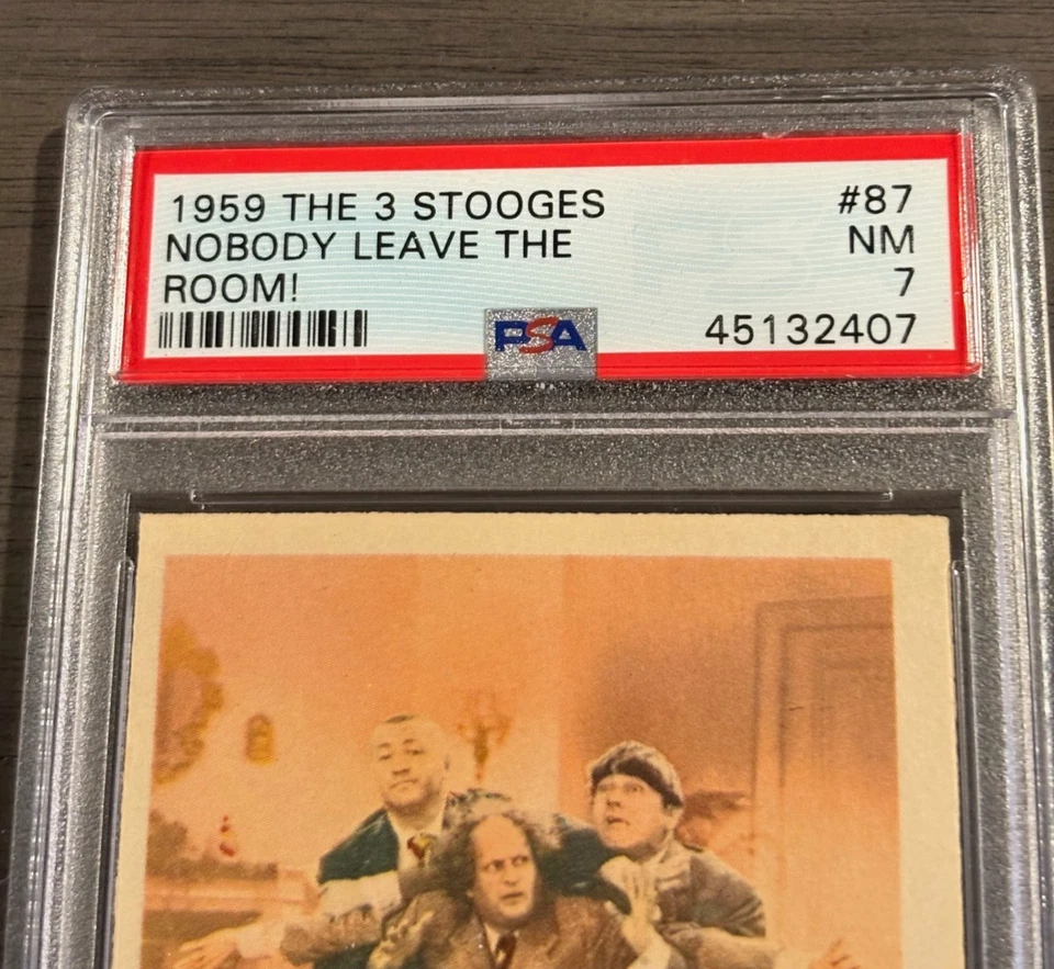 1959 The Three 3 Stooges #87  Nobody Leave The Room   PSA 7 NM - Image 2 of 2