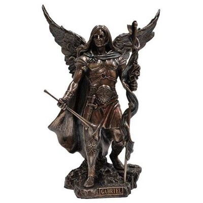 Studio Collection Archangel Saint Gabriel with Cross and Trumpet Bronze