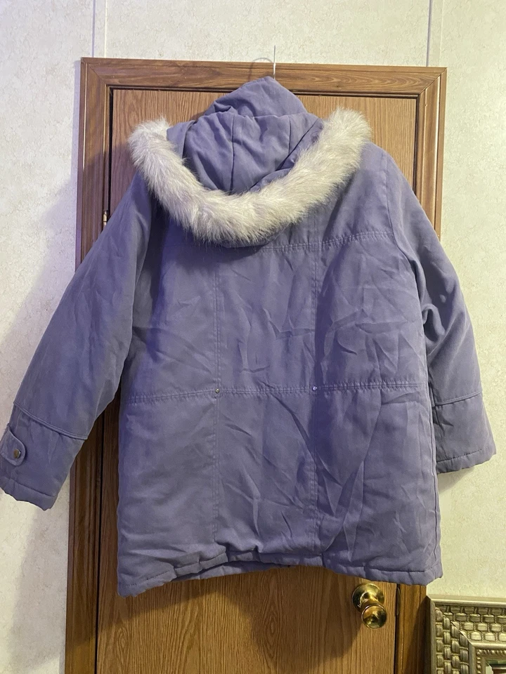 Женское винтажное тяжелое пальто Outbrook размер 1x фиолетовый воротник из искусственного меха - Изображение 2 из 3