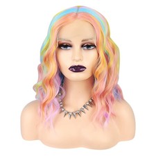 Medium Long Soft Hedgehog Wavy Wigs 14" Multicolor 