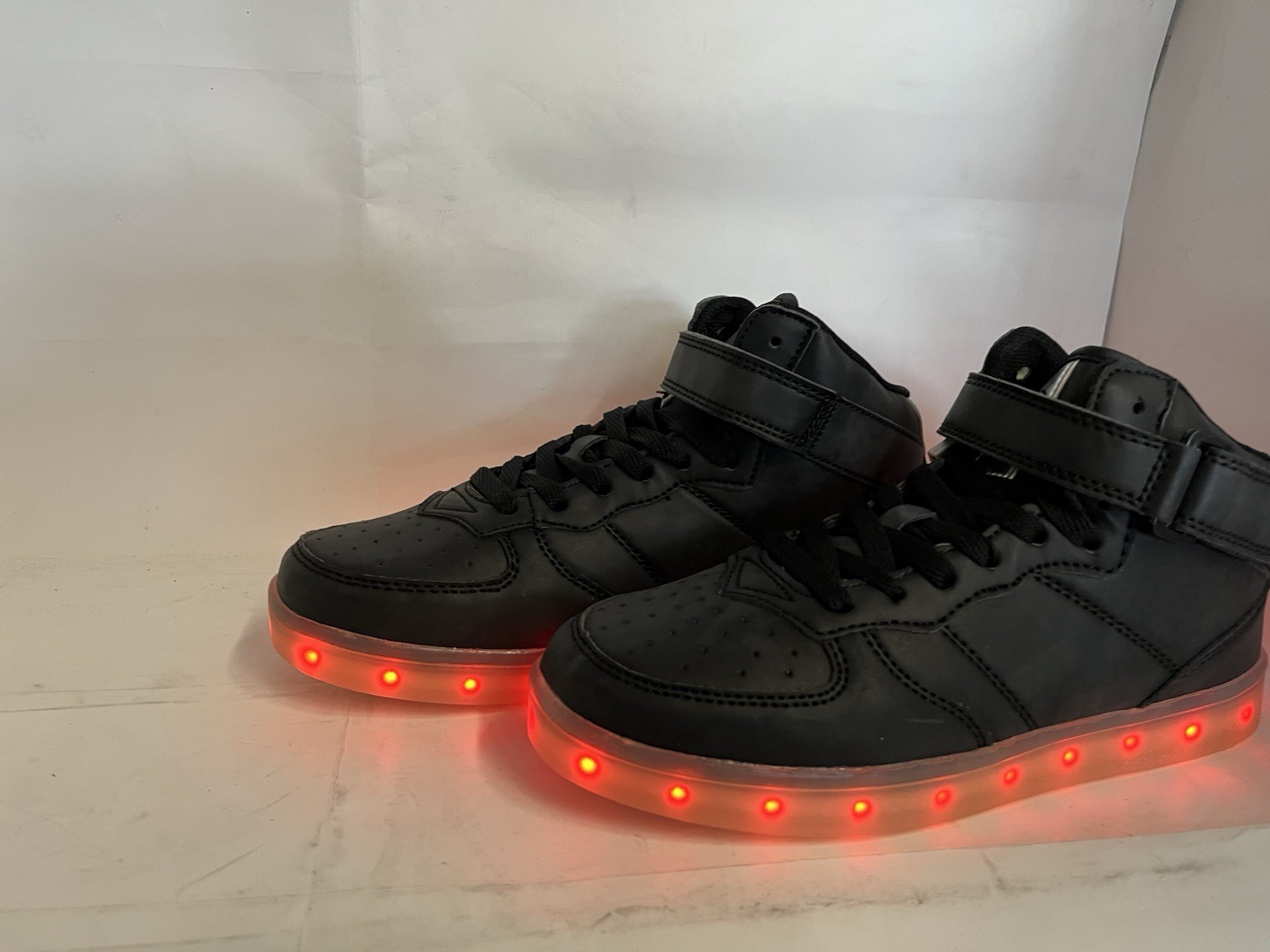 Led Shoes UNISEX BIG AND KIDS SIZE  Usb Charging Light Up Sneakers HI TOP BLACK