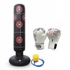 Kids Inflatable Freestanding Punch Bag + Soft Boxing Gloves Training Toy Set