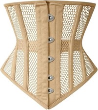 Mesh Underbust Corset Waist Trainer Steel Boned Breathable Cotton Shaper
