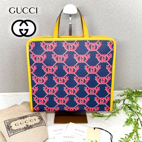 Gucci Children's GG Pattern Snail Handbag Blue Yellow Used From Japan