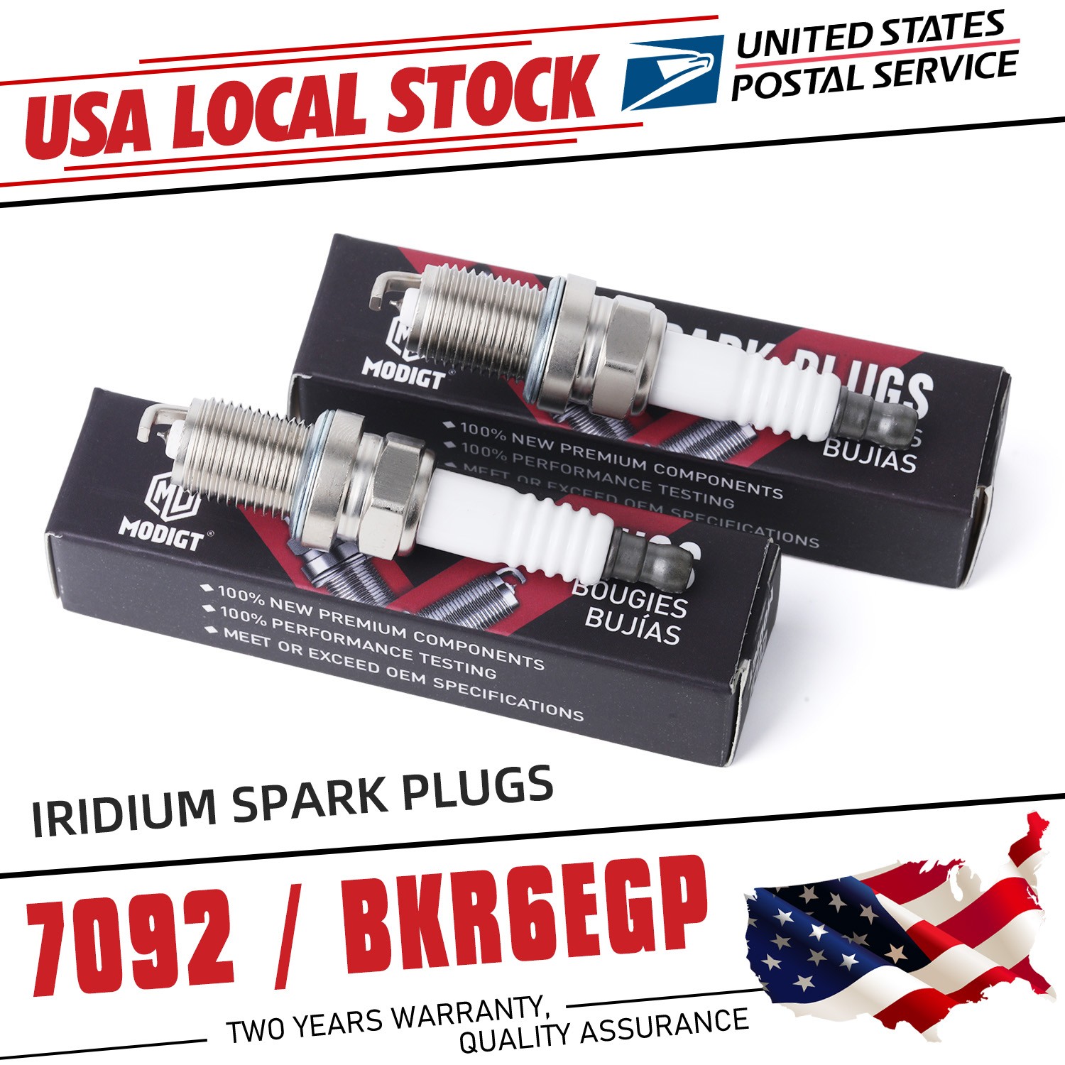 For NGK #7092 #BKR6EGP 2 PCS Iridium Spark Plugs OEM Replacement High Quality