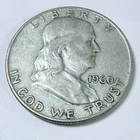 1960 D Franklin Silver Half Dollar - 90% Silver- Circulated Coin #5469