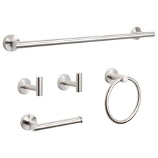 5 Pcs Bathroom Hardware Set Stainless Steel Wall Mounted Towel Bar Paper Holder