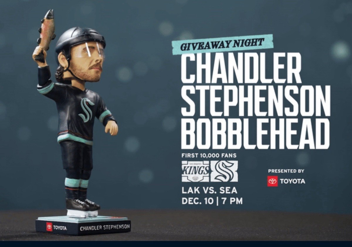 2025 Chandler Stephenson Bobblehead Seattle Kraken Hockey NHL SGA