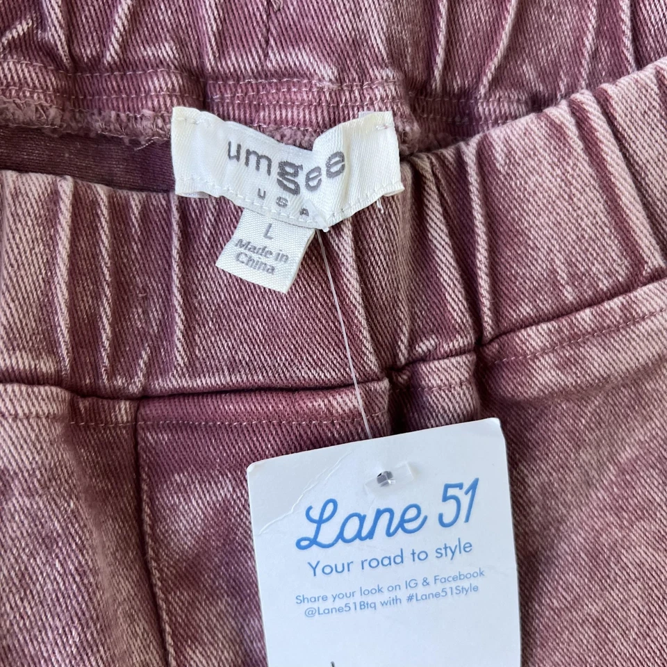 Umgee Jeggings Mujer Grande Rosa Mineral Lavado Motociclista Ajustado Cremallera Dobladillo Elástico Foto 3 de 4