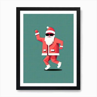 Weihnachtsmann Tanz Kunstdruck gerahmt Wandbild Poster Leinwanddruck Bild