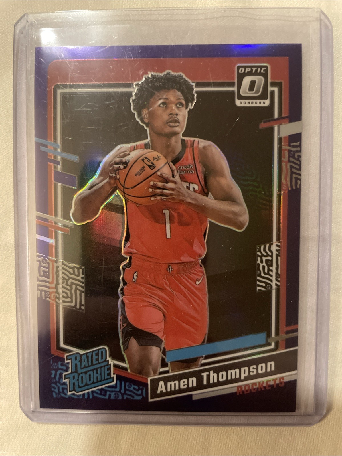 2023-24 Panini Donruss Optic - Rated Rookie Amen Thompson #229 Purple Prizm (RC)