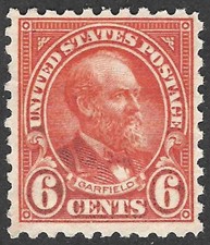 US Scott #587 6¢ James A. Garfield, 1831-1881 MNH disturbed gum - 1925