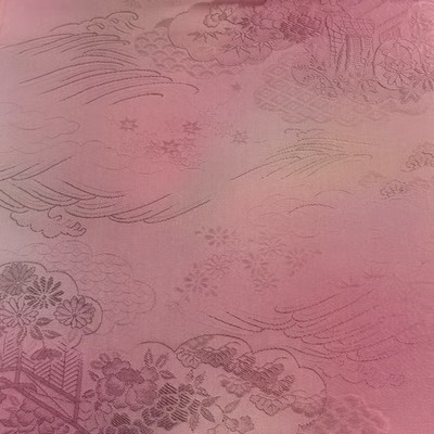 JAPANESE KIMONO FABRIC CLOTH BOLT PINK BEIGE FINE PATTERN PURE