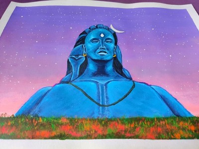 LORD SHIVA MAHADEVA Acrylic painting canvas ART Hindu God Rudra Maheshvara