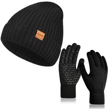 Winter Beanie Hat and Touchscreen Gloves Set for Men and Women,Beanie Gloves ...