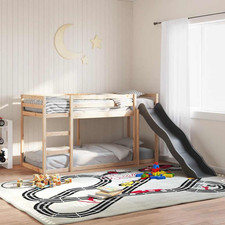 Bunk bed solid pine 80x200 cm mid sleeper with grey slide & ladder natural kids