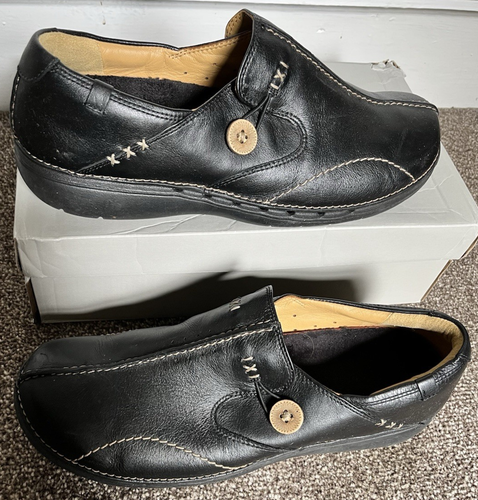 Clarks UnLoop Womens Leather Slip On Flat Comfort Work Shoes Black Size UK 8 E - Picture 7 of 23