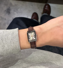 Casio LTP-V007L-9B Vintage Analog Square Tank Watch Original Brown leather Band