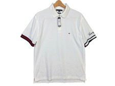 Tommy Hilfiger Polo Shirt Mens XL White Slim Fit Flag Sleeve Logo NWT Cotton