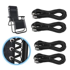 Universal Replacement Cord for Zero Gravity Chair, 4 Pack Elastic Cords Black