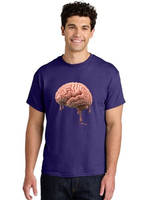 Melting-Brain Mens Graphic Tee, 100% Cotton, Casual Summer Wear