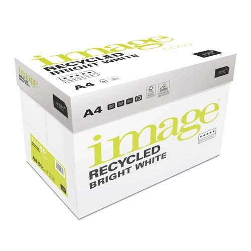 Image Bright White Recycled Printer Paper A4 80Gsm Box 5 Reams - 623527