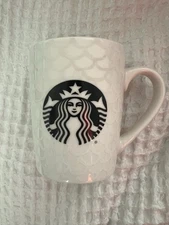 Starbucks 2020 White Mermaid Fish Scales Coffee Mug Cup 10 Oz