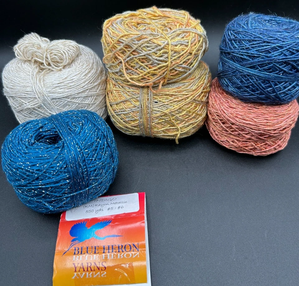 ЛОТ ТОВАРОВ СИНЯЯ ЦАПЛЯ ПРЯЖА вискоза лен металлик новые остатки пряжи *ЧИТАЙТЕ* несколько  - Изображение 2 из 3