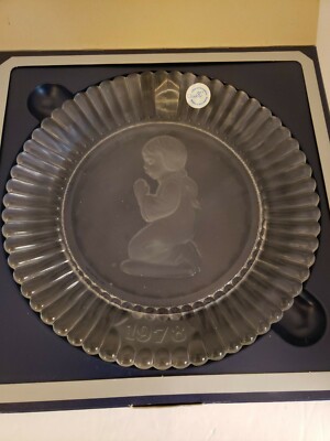 Vintage 1978 Goebel Crystal Glass Plate 1st Edition Praying Girl New in Box