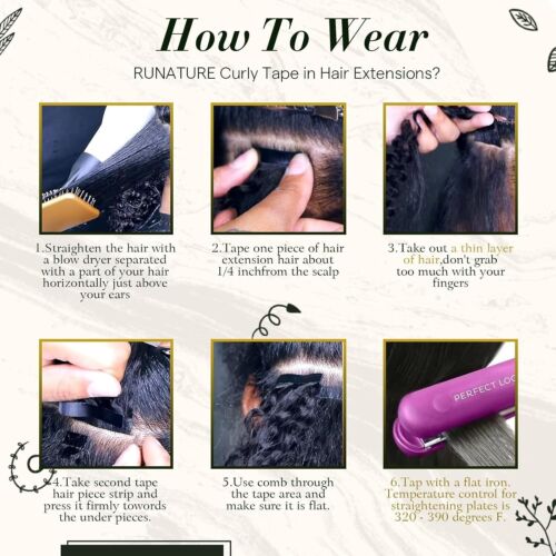 Tape Extensions, Echthaar Extensions, Locken Tape-In 35cm - Schwarz, 20 Stück - Bild 10 von 12
