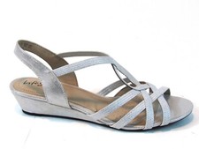 LifeStride Yaya Strappy Wedge Sandal Women's - Silver Metallic - Sz 9 W