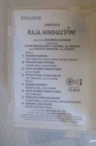 Raja Hindustani Movie Soundtrack Cassette Tape Import 1996 Tips Industries RARE - Picture 5 of 10