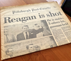 VINTAGE! Pittsburgh Post-Gazette Reagan is Shot March 31, 1981 Section A