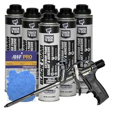DAP Touch N Seal Foam Sealant Black - 24 oz, 6-Pack with Gloves & Applicator Gun