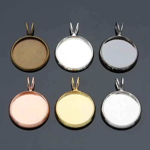 Pendant Trays Round Pendant Bases Photo Setting Tray Jewelry Bezel Blanks - Picture 9 of 11