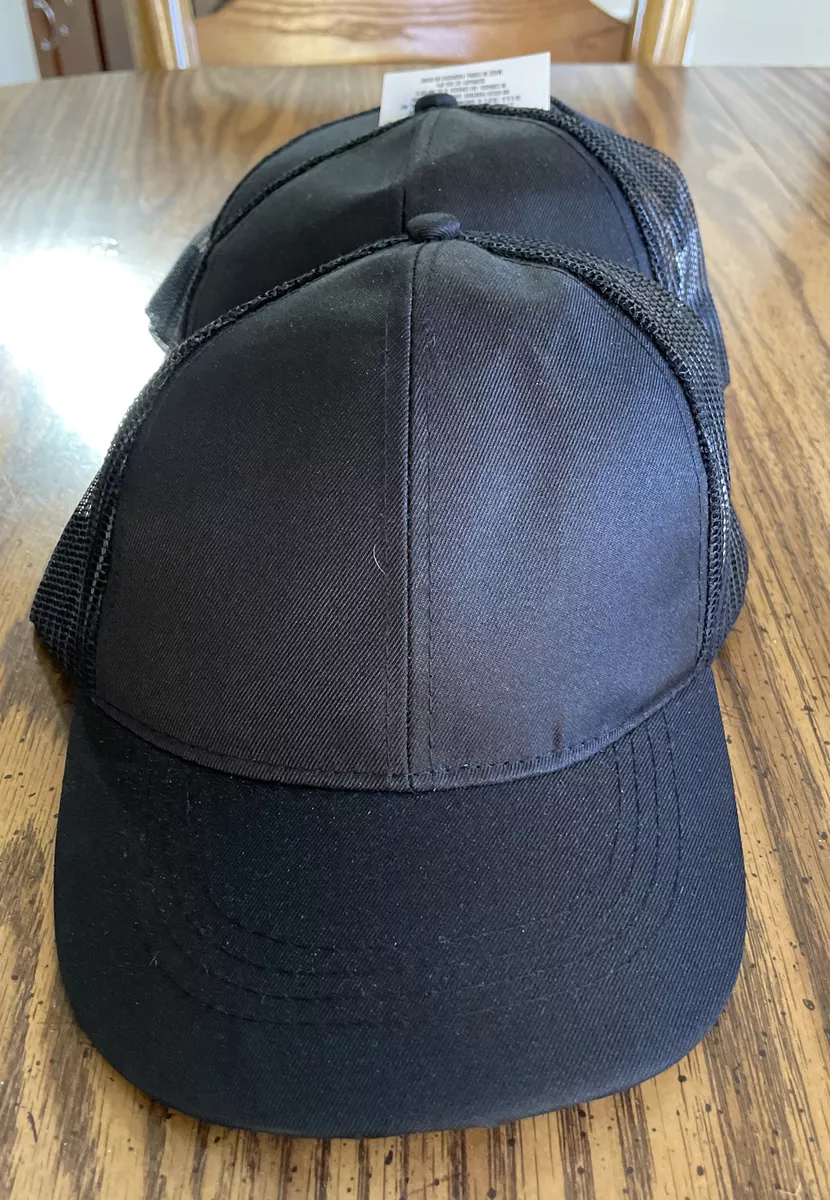 4 Plain Black Trucker Hats Mesh Snapback Baseball Caps Blank Vinyl