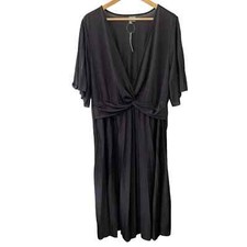 ASOS Curve Black Dress Women’s Size 18 Pleated Skirt Semi Sheer Short Sleeve