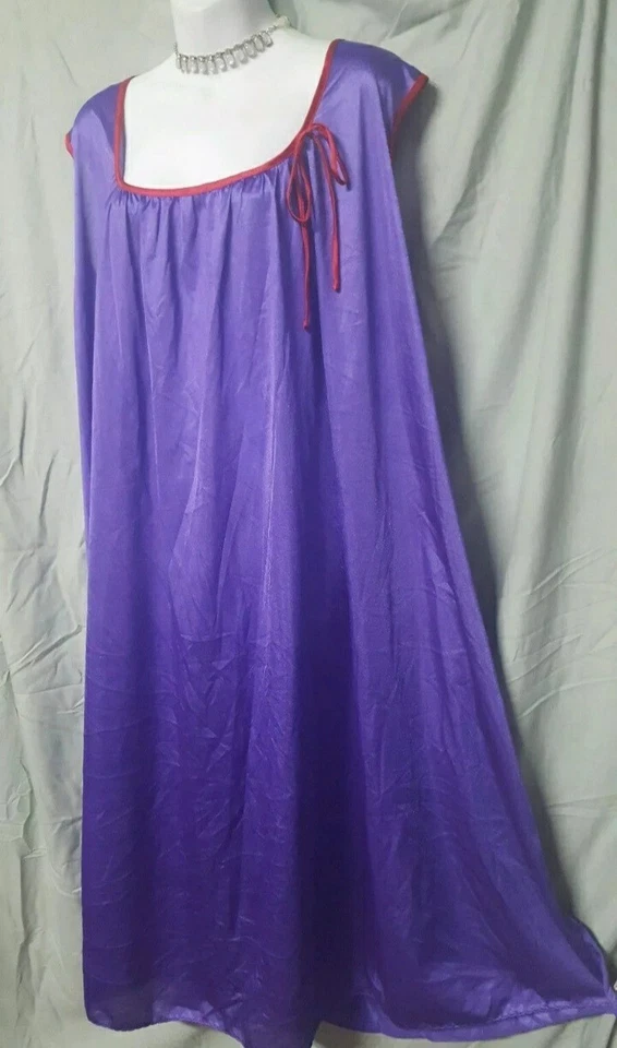 Camisón Only Necessities rojo púrpura pantorrilla sin mangas talla grande 3X 68" BUSTO Foto 2 de 4