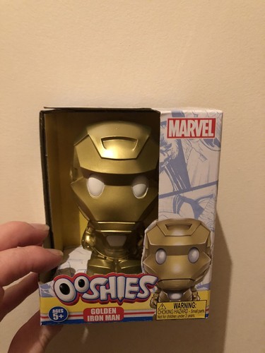 2021 WOOLWORTHS " MARVEL " 4" INCH OOSHIES, ( GOLDEN IRON MAN ) * Boxed New - Picture 2 of 6