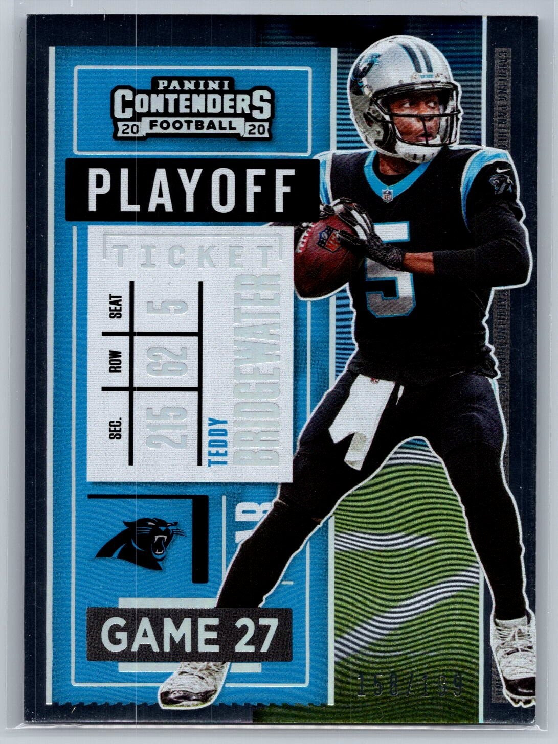 2020 panini contenders football teddy bridgewater playoff ticket 158/199 #87