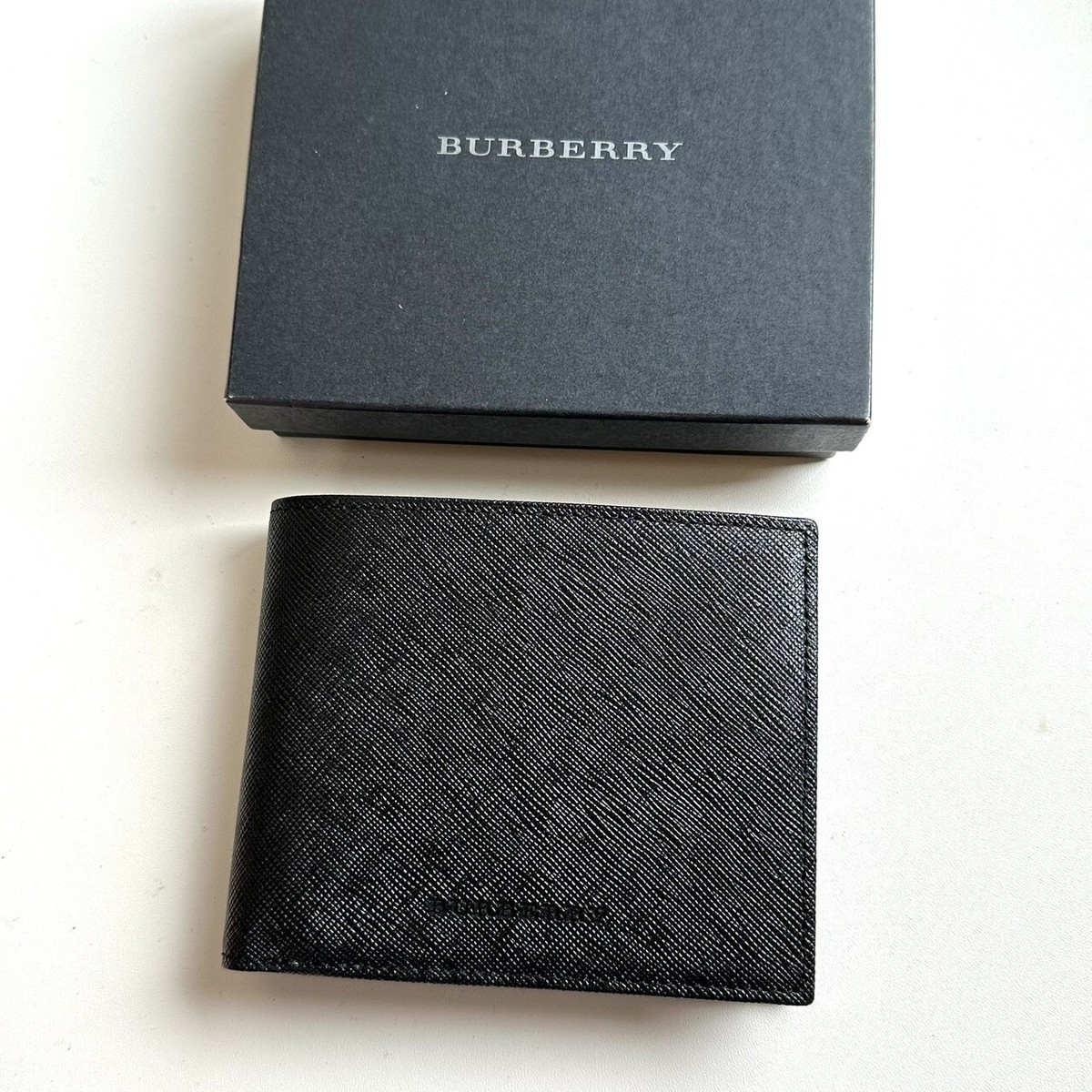 BURBERRY Authentic Leather Bifold wallet nova check OPEN BOX
