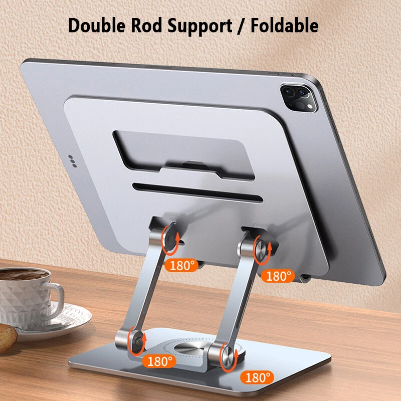 360° Rotation Metal Tablet Phone Stand Foldable Desk Holder For iPad Pro 12.9 11 - Image 4 of 4