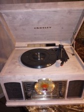 Crosley CR7011A-GY Medley CD/Tape/Record Bluetooth Entertainment Center Walnut