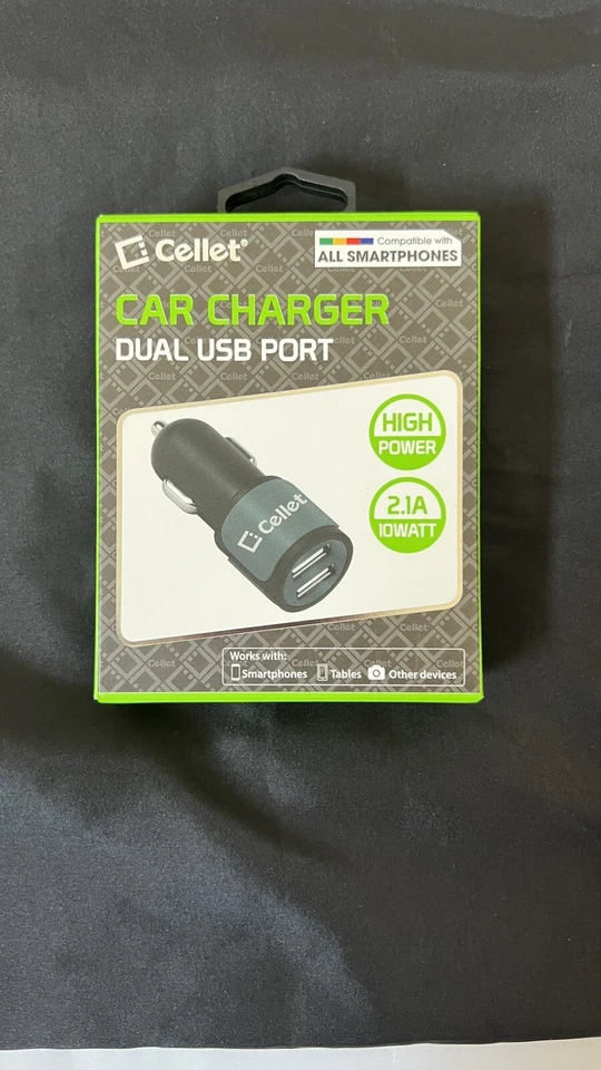 Cellet通用大功率10瓦2.1安培双USB端口车载充电器 — 第 2/4 张图片
