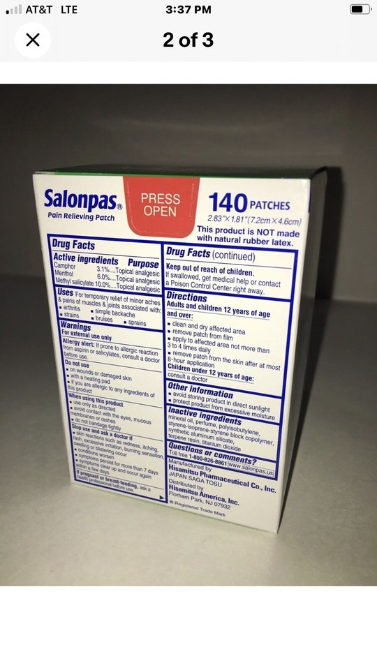 TWO (2) Boxes Salonpas Flexible Pain Relieving Patch (280 PATCHES) eBay