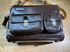 Vintage Nikon Camera System Leather Case Bag w/ 3 Lens Mount Internal  Strap