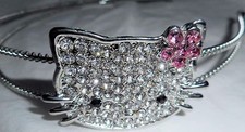 HAPACHICO LUPITA Kitty Cat Headband Rhinestone Black Pink Silver Metal